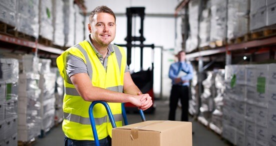 Warehouse worker managing order fulfillment