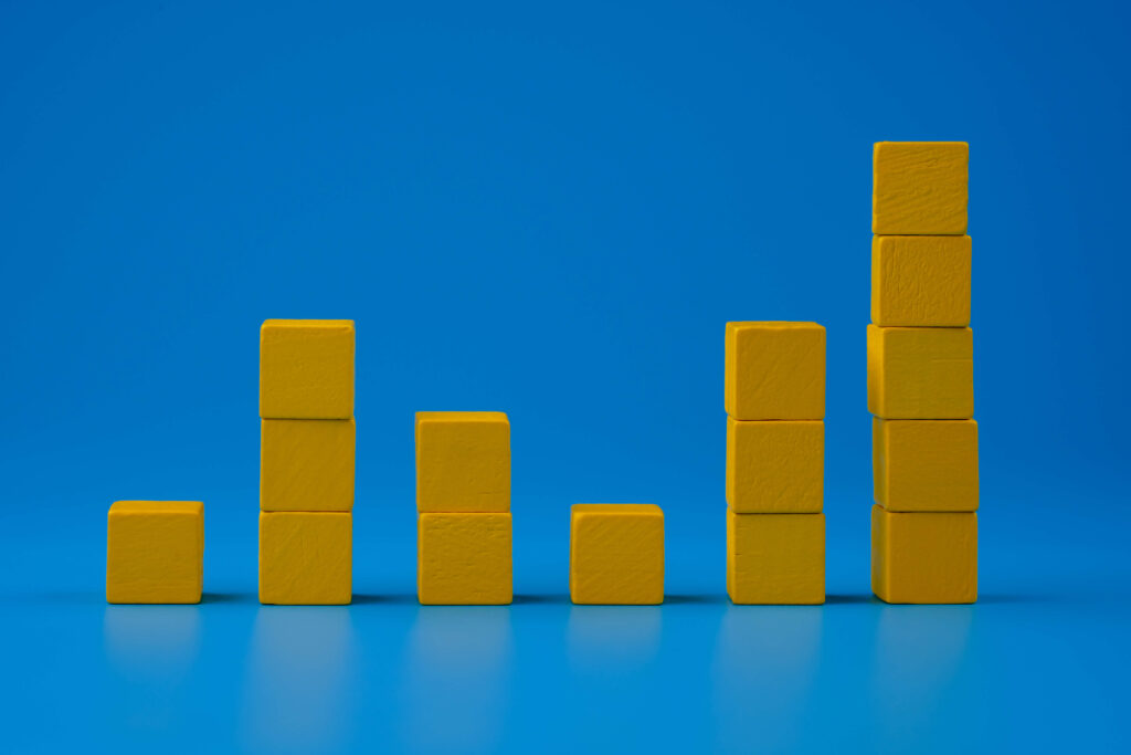 Blocks at different heights to look like a bar chart Vraag- en voorraadprognose: waar bestaan die uit