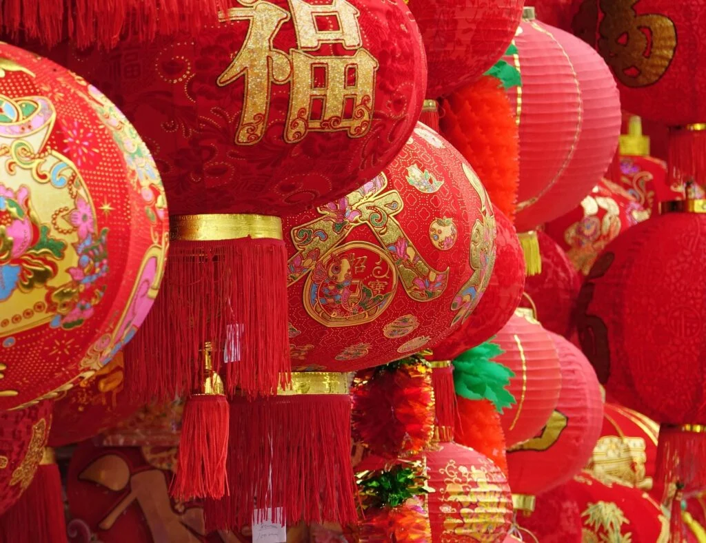 Traditional red Chinese New Year lanterns for Chinese New Year supply chain disruptions