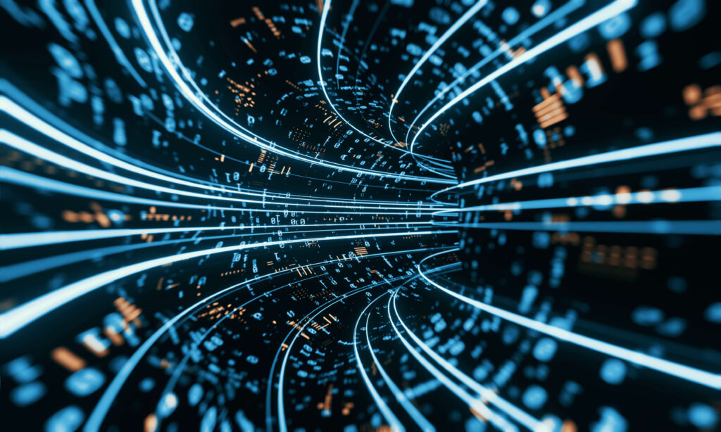 3D Rendering of a binary tunnel with led leading light supply chain digitalisation