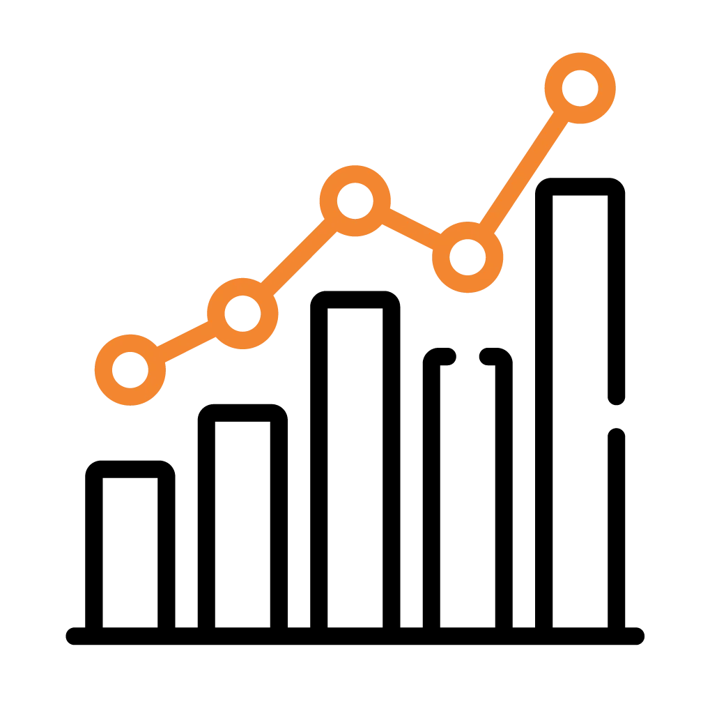 Monitor and track results and progress icon