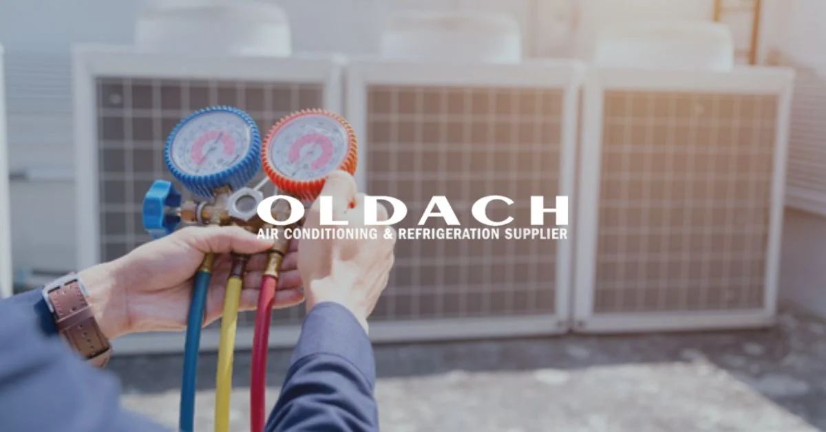 Oldach logo over background image