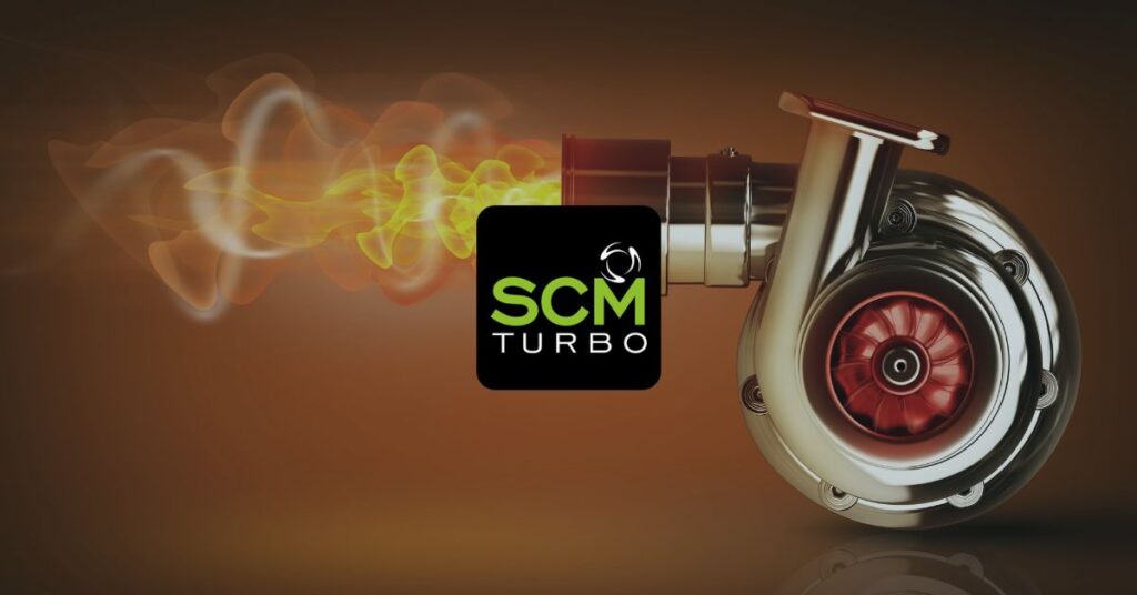 SCM Turbomotive logo over background image
