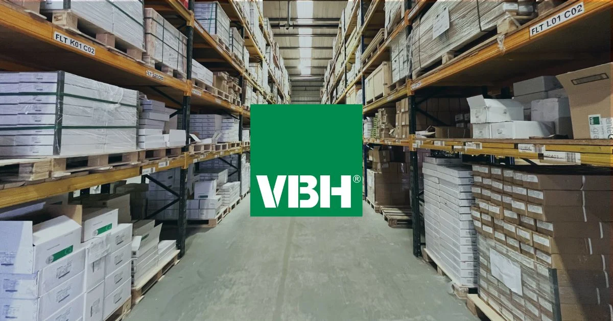 VBH logo och lagerlokal