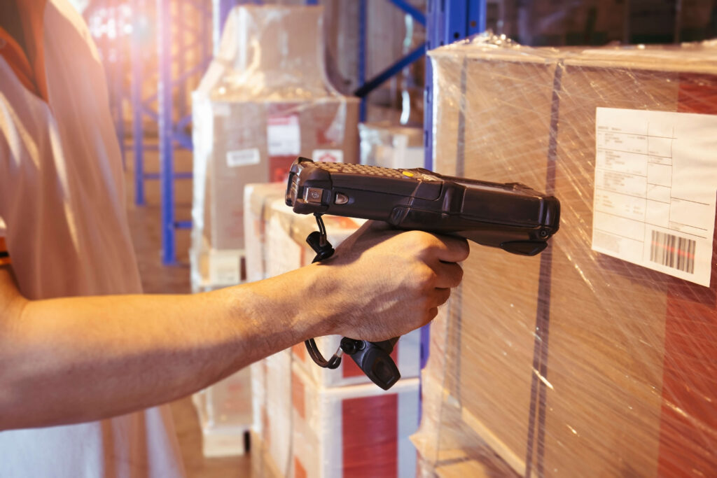 Person scanning a box