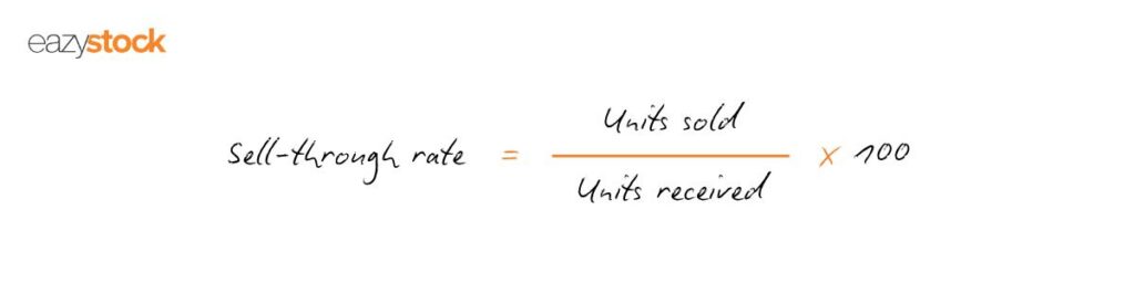 Sell-through rate = (units sold/units received) x 100