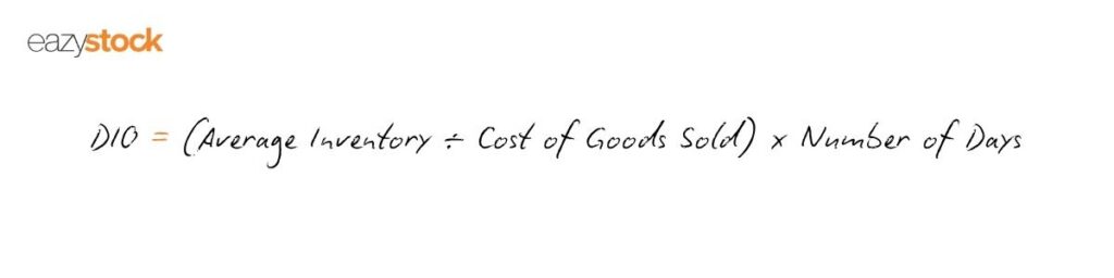 DIO = (Average Inventory ÷ Cost of Goods Sold) × Number of Days