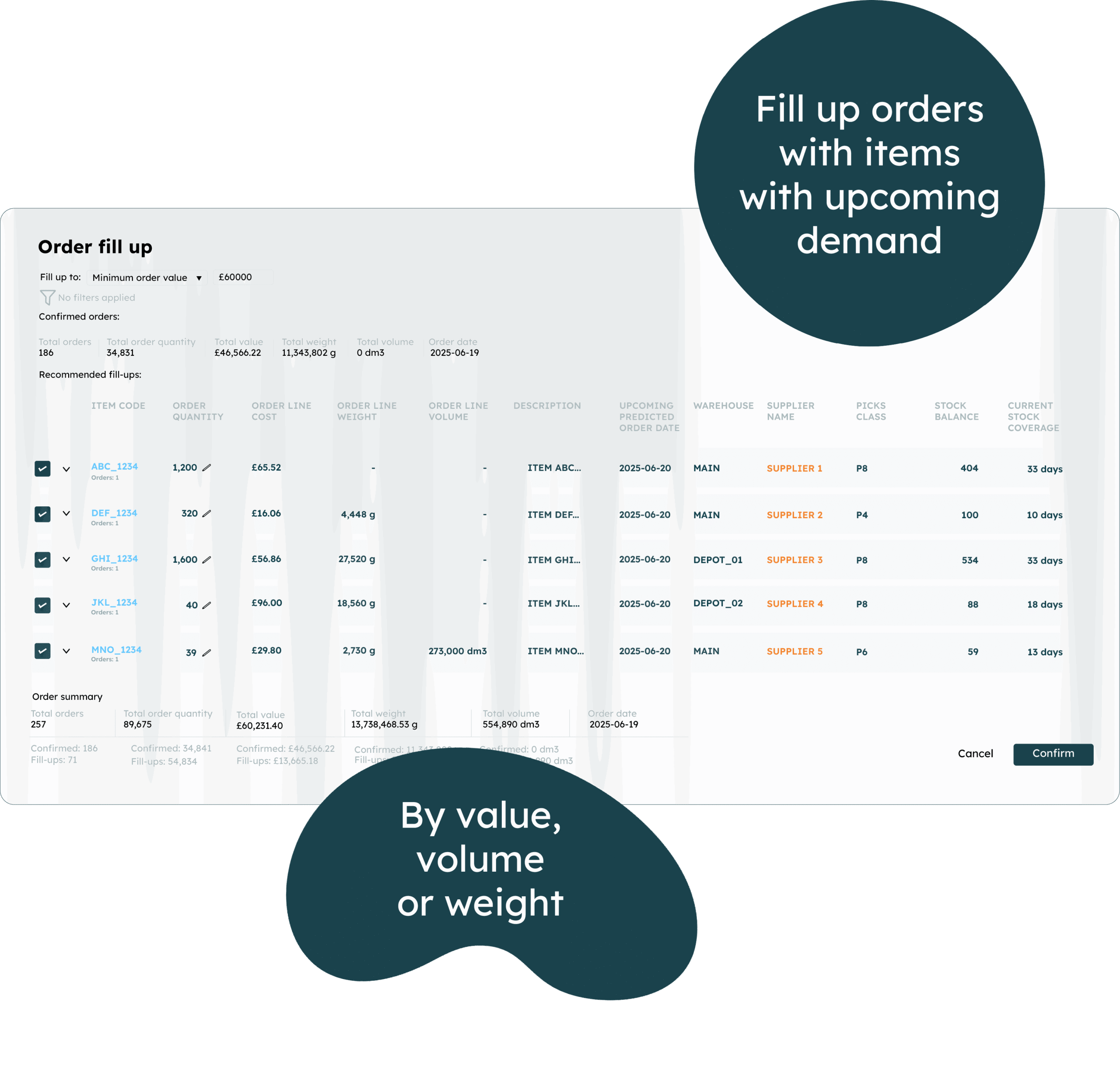 EazyStock order fill up feature