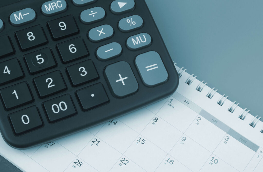 Calculator and calendar
Time is important because an investment decision with a high upfront cost but long-term gain will show low short-term ROI but strong long-term value. If you don’t account for the time factor, you could fail to recognise the long-term gain.