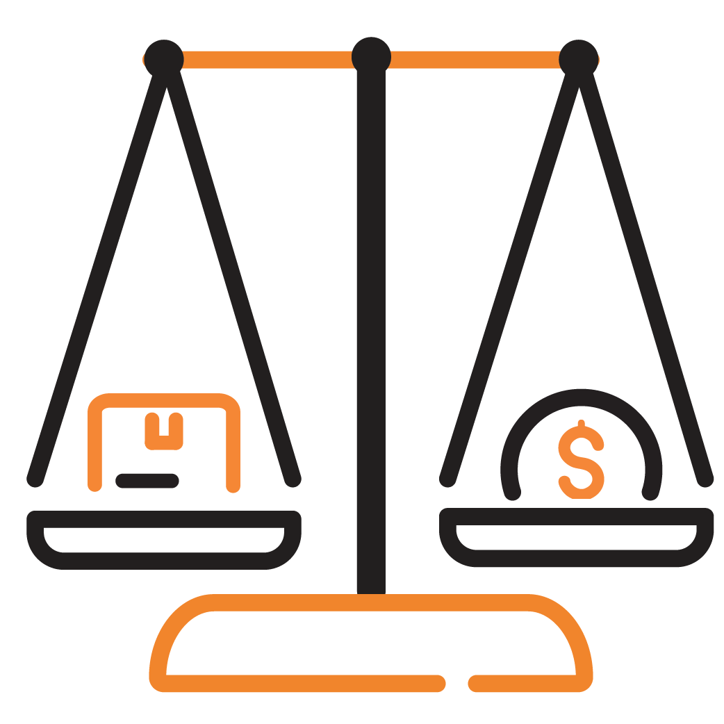 EazyStock balancing inventory service levels and stock investment dollars icon